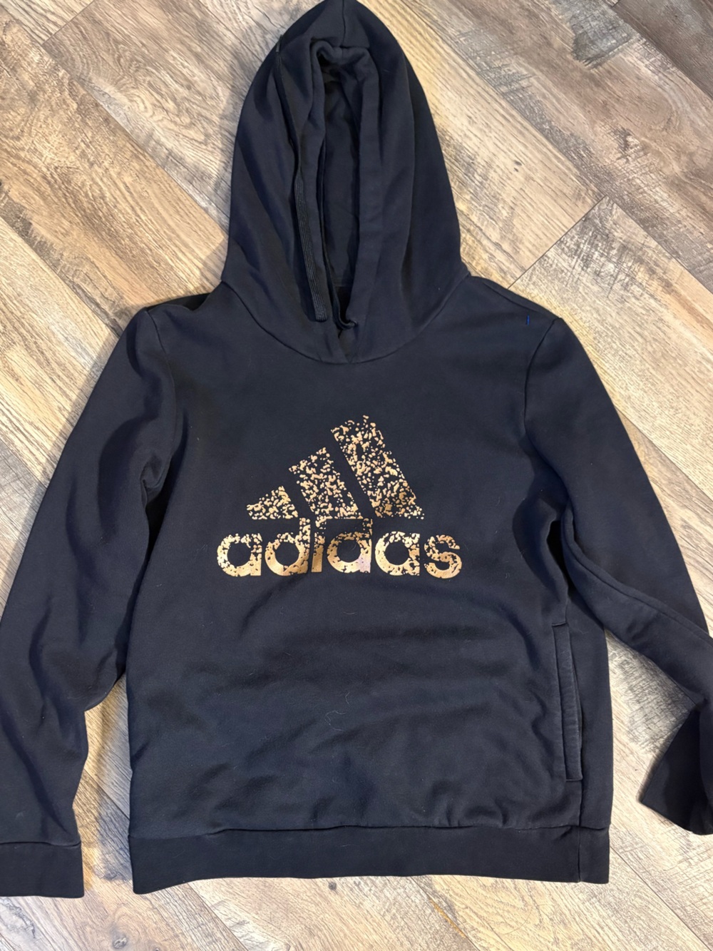 adidas Black Pullover Hoodie with White Logo Tag